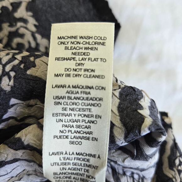 Chicos Travelers 2 Womens Vtg Abstract Art Crinkle Asain Mandarin Collar Tunic L - Picture 9 of 11